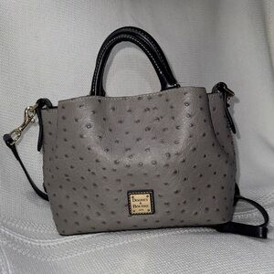 Dooney & Bourke Gray Leather Ostrich Textured Crossbody Bag